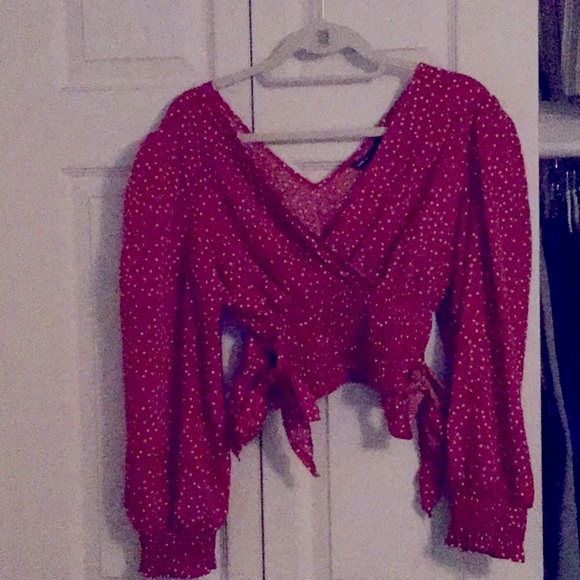 SHEIN Tops - SHEIN Red & White Polka Dot Crop Top